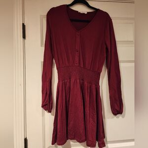 Birch and Stone maroon stretchy long sleeve dress M